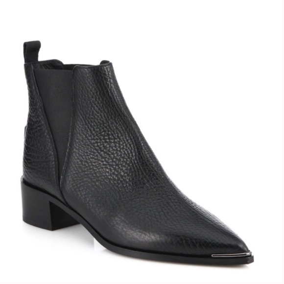 Acne Studios Jensen Pebble Leather Ankle Boots with Metal Tip - Picture 4 of 9